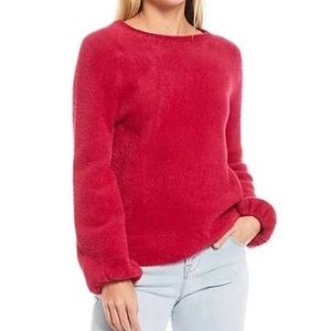 NWT Chelsea & Violet Key Verona Red Balloon Sleeve Eyelash Pullover Sweater